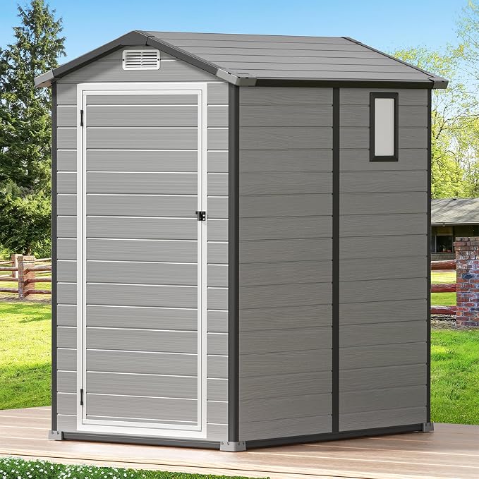 GVDV 4×6FT Outdoor Resin Plastic Storage Shed - Image 8