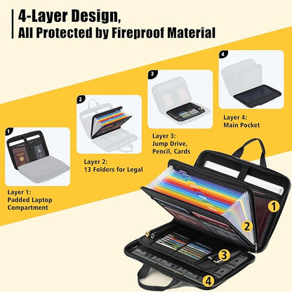 Fireproof Document Box with Combination Lock, Hard-Shell Fireproof File - Image 3