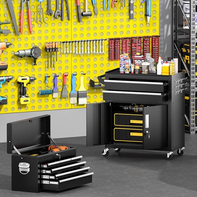 Greenvelly Metal Tool Chest, 8-Drawer Rolling Tool Cart - Image 2