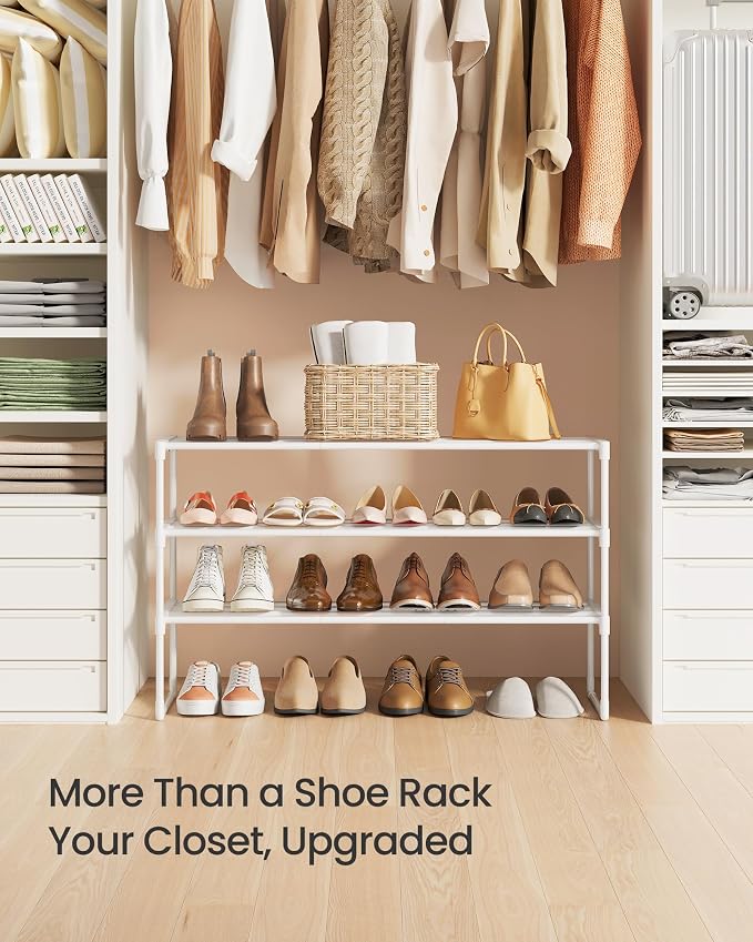 SONGMICS Shoe Rack, 3-Tier Shoe Organizer, Metal Storage Shelf, Upright or - Image 8