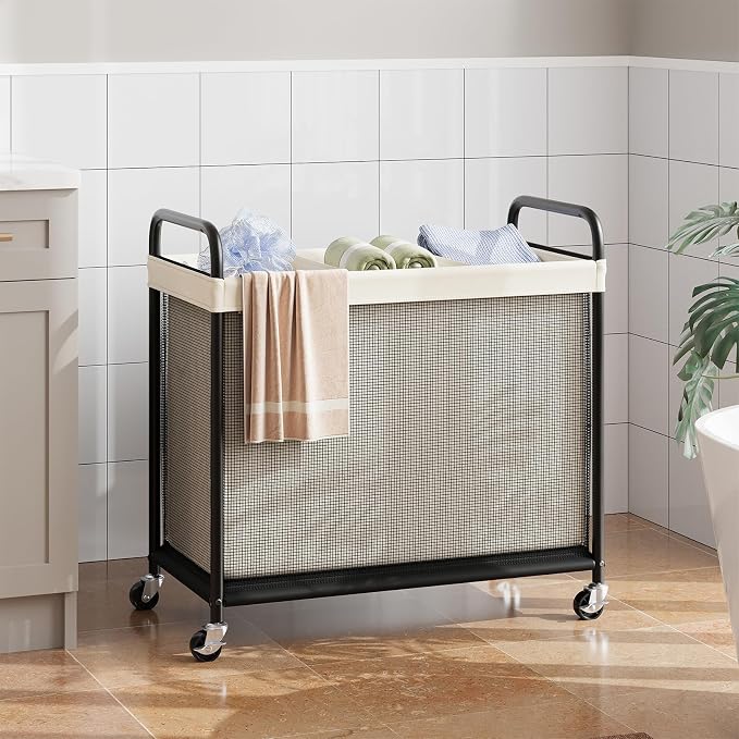 ELYKEN Laundry Hamper 3 Section, 120L Rolling Laundry Sorter - Image 8