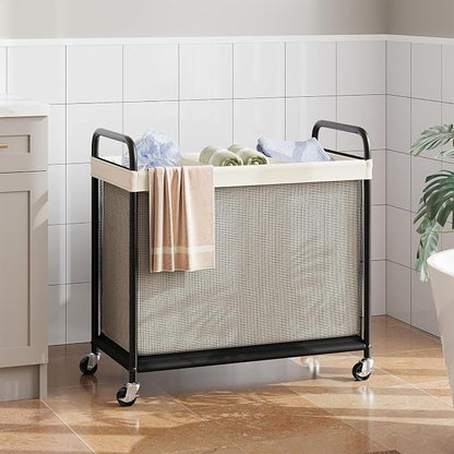 ELYKEN Laundry Hamper 3 Section, 120L Rolling Laundry Sorter - Image 8