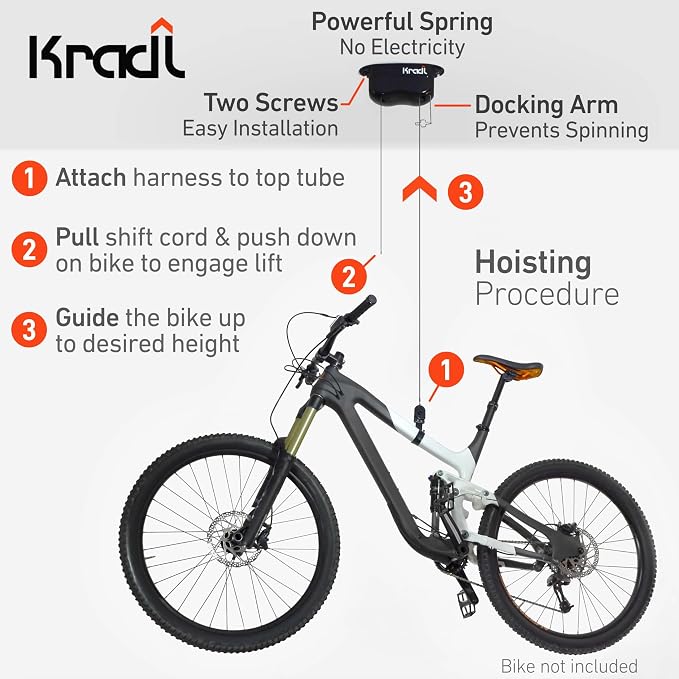 Kradl - Ceiling Mount Bike Lift and Rack. Bicycle Storage Hoist Without - Image 4