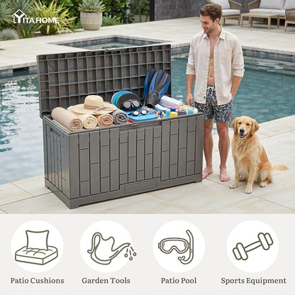 YITAHOME 60 Gallon Outdoor Storage Box, Waterproof Resin Deck Box - Image 5