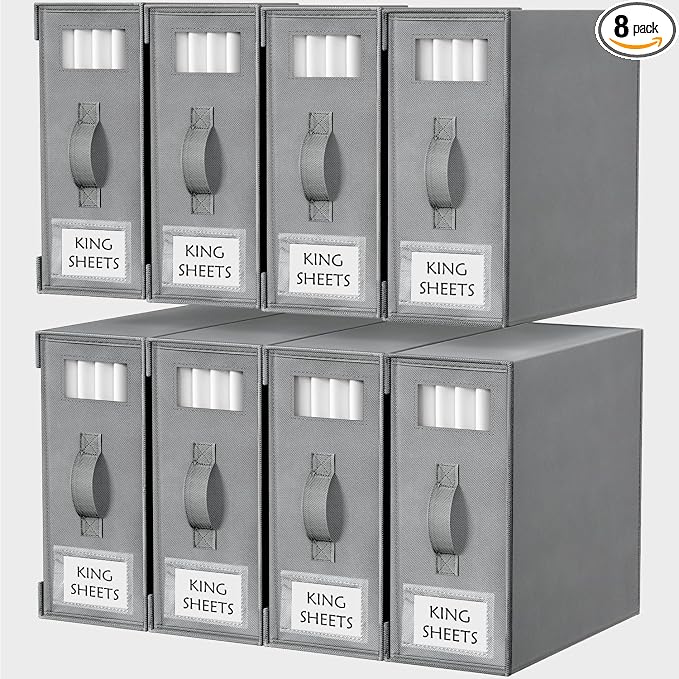 Criusia Bed Sheet Organizers and Storage, 8 Pack Foldable Linen Closet by Criusia
