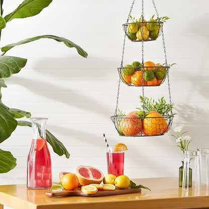 RSVP International Hanging Storage Collection 3-Tier Baskets, Bronze Chicken - Image 3