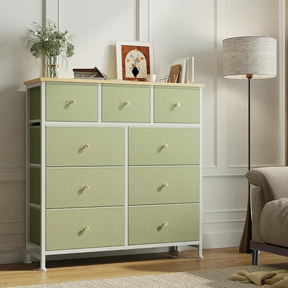 DUMOS 9 Drawer Dresser for Bedroom, Storage Organizer Chest of Drawers | Fabric - Image 2