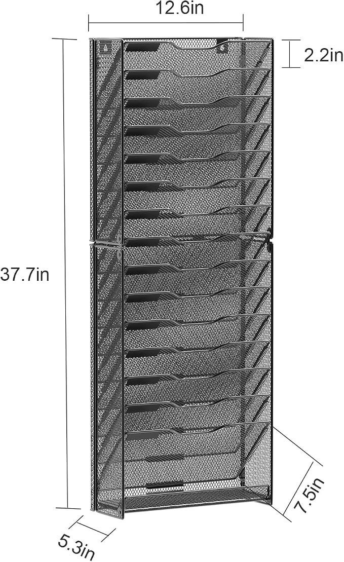 samstar 16 Tier Wall File Organizer Hanging Wall File Holder Wall Mount Paper - Image 3