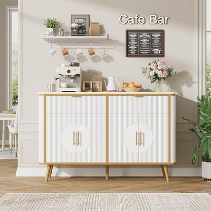 47.2" Buffet Storage Cabinet, Modern Fluted Coffee Bar Station - Image 4