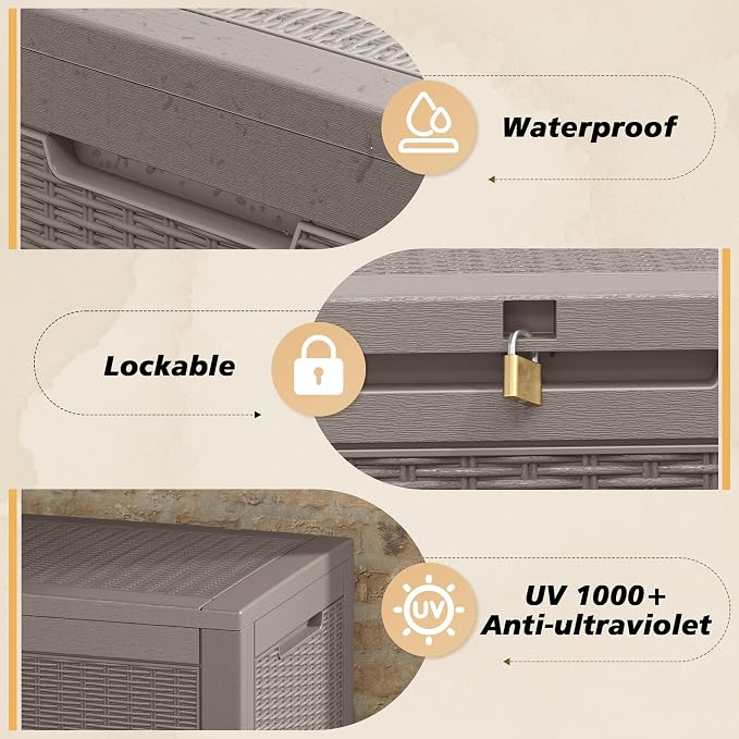 Outdoor Storage Box, Resin Deck Boxes Outdoor Waterproof - Image 5