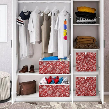 Christmas Snowflakes Closet Organizers Storage Cubes Red Storage Bins Shelf - Image 7