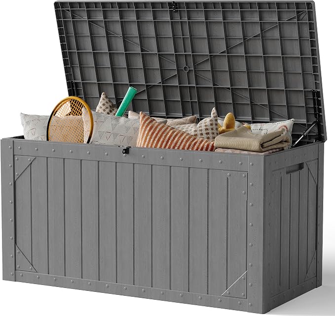 Outdoor Storage Box, 100 Gallon Deck Box Outdoor Storage Bench Outside by FoldingFurniture