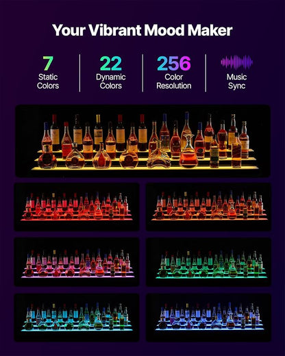 VEVOR LED Lighted Liquor Bottle Display, 3 Tier 70 Inch, Illuminated Home Bar - Image 3