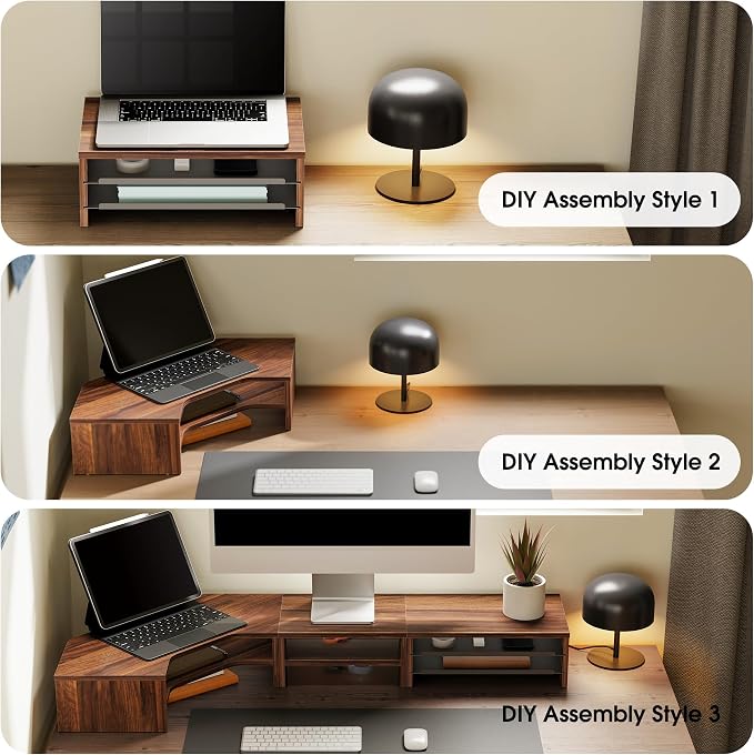 Fenge Dual Monitor Stand, 2-Tier Corner Monitor Riser - Image 4