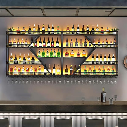 63in Metal Wine Rack Wall Mounted, Modern Wine Storage Rack Wall Mounted - Image 3