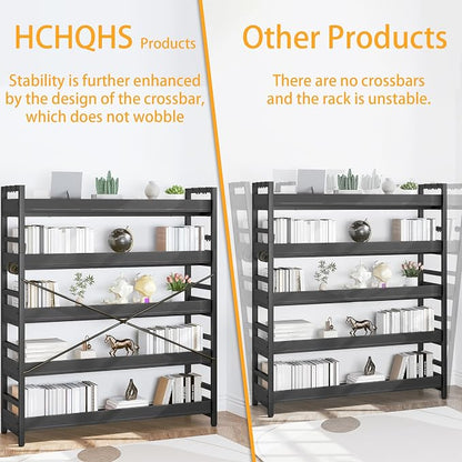 HCHQHS 5 Tier Bookshelf, Adjustable Industrial Bookcase, Vertical Tall Book - Image 6