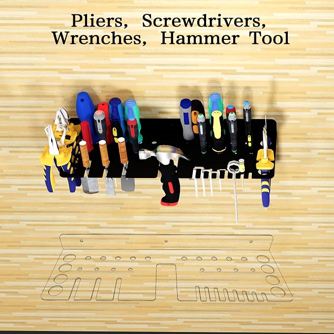 Screwdriver Organizer, Pliers Rack, Hammer Holder, Heavy Duty Wall Mounted Tool - Image 3