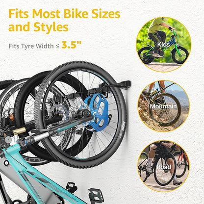 monTEK Enhanced Bike Storage Rack, Adjustable 4-Bike and 2-Helmet Hangers - Image 7