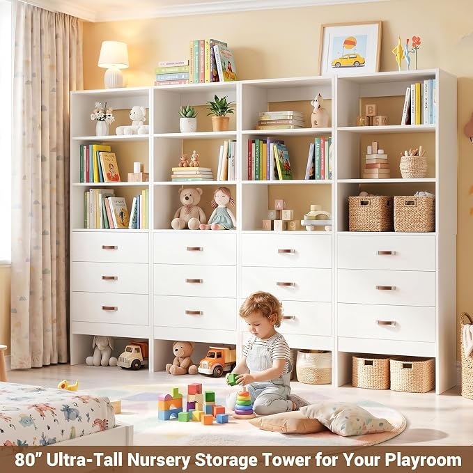 8FT Closet System with Leather Handles, Wood Wardrobe Closet Organizer and - Image 5