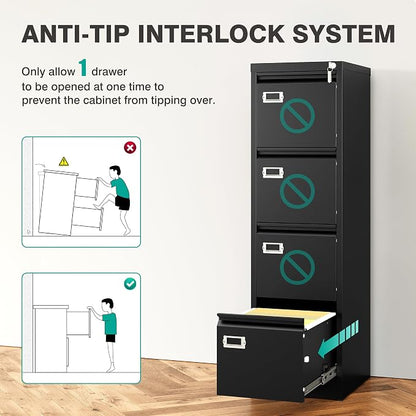 SISESOL 4 Drawer File Cabinet - Image 7