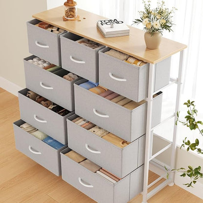 DUMOS 9 Drawer Dresser for Bedroom, Storage Organizer Chest of Drawers | Fabric - Image 8