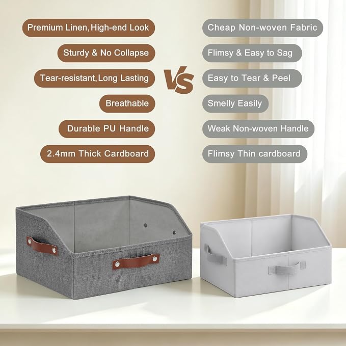 Bagnizer Closet Organizers and Storage, Linen Trapezoid Storage Bins - Image 2
