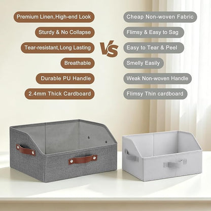Bagnizer Closet Organizers and Storage, Linen Trapezoid Storage Bins - Image 2
