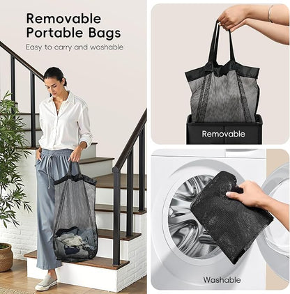 100L Laundry Hamper with Lid, Large Clothes Hampers with Removable Bag - Image 5