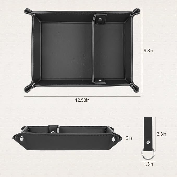 Deluxe Leather Tray Desktop Storage Organizer Watch Remote Control Jewelry Cell - Image 4