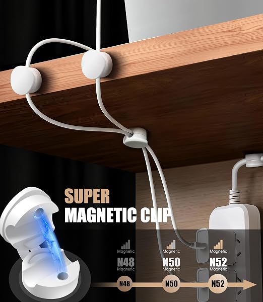 6 Pack Silicone Cord Organizer, Adjustable Magnetic Cable Clips, Strong - Image 4