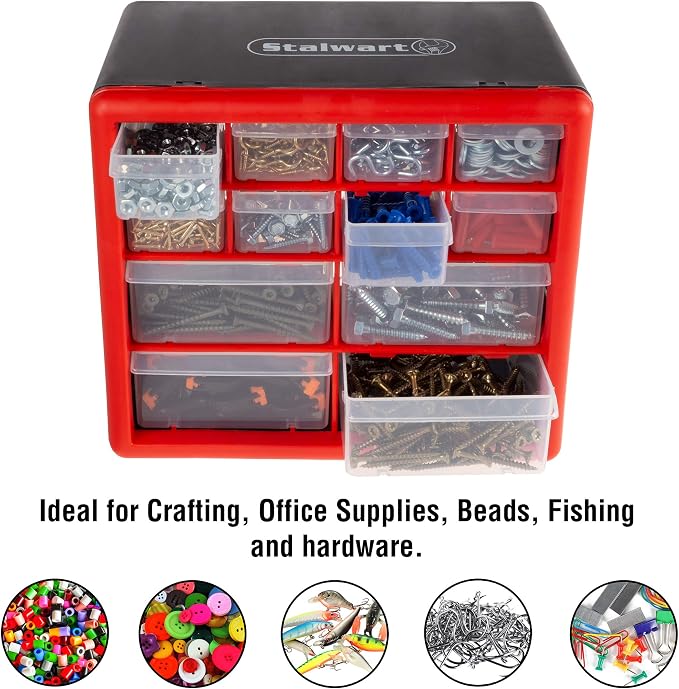 Stalwart - 75-ST6067 Storage Drawers-12 Compartment Organizer Desktop or Wall - Image 6