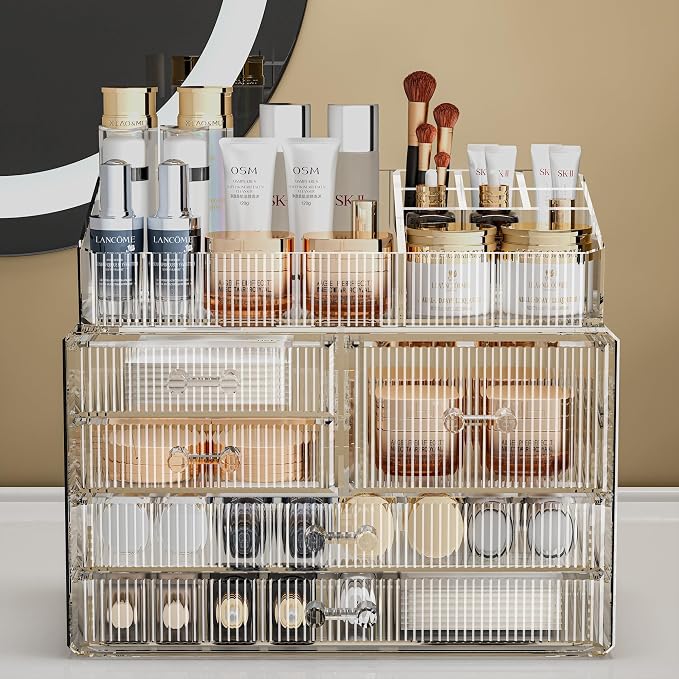 ZHIAI Stackable Storage Drawers, Acrylic Bathroom Counter Organizer Clear - Image 3