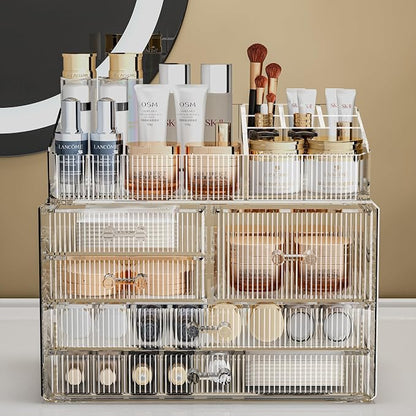 ZHIAI Stackable Storage Drawers, Acrylic Bathroom Counter Organizer Clear - Image 3