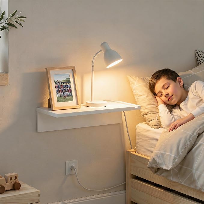 White Floating Nightstand Pine Small Bedside Table Wall Mounted | 16inch Wide - Image 6