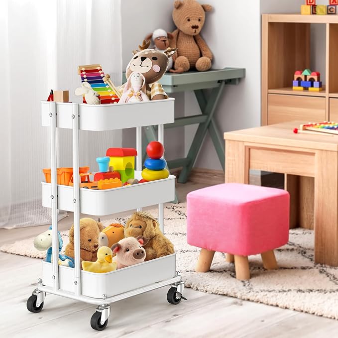 Simple Houseware 3-Tier Compact Utility Rolling Cart, Low 24” Height Fits Under - Image 5