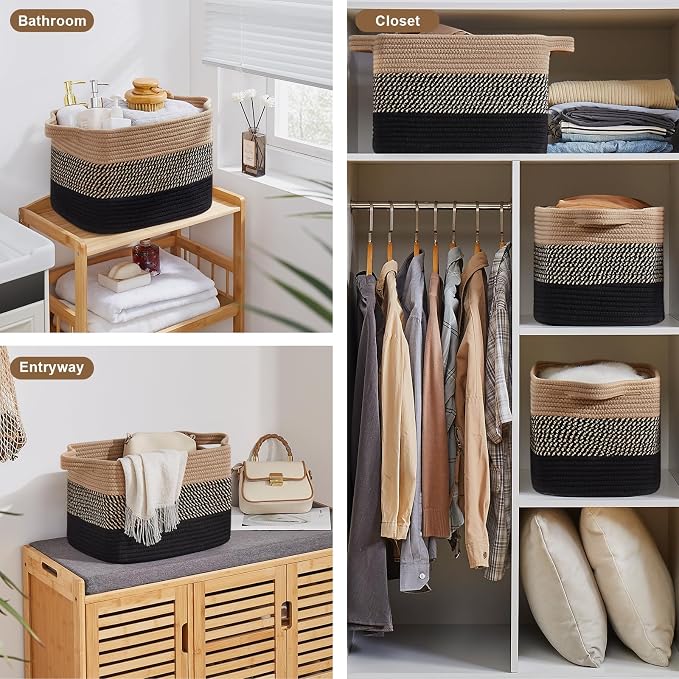 Storage Basket for Organizing, Woven Baskets for Storage, Rectangle Decorative - Image 8
