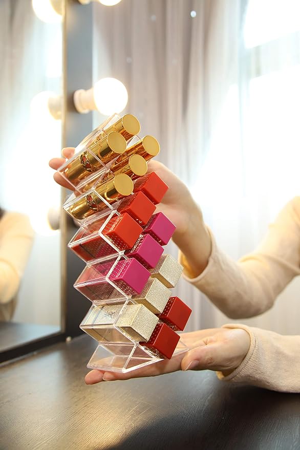 Lipstick Holder Organizer 32 Spaces Acrylic Stackable Fish Shape Lipstick Tower - Image 8