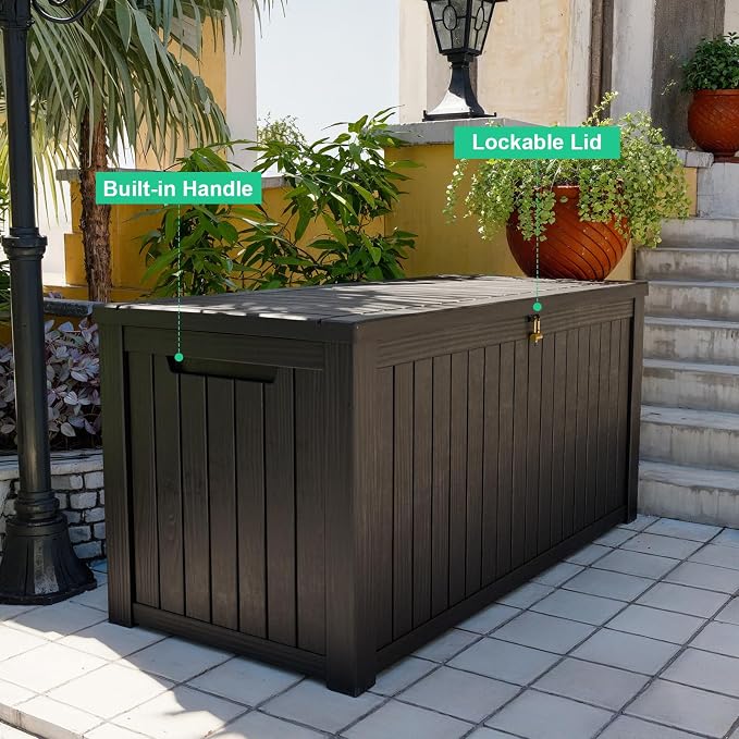 200 Gallon Outdoor Deck Box, Storage Lockable Waterproof Patio Furniture - Image 7