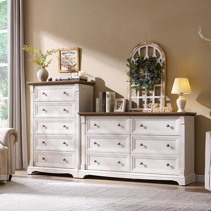 Farmhouse 6 Drawers Dresser for Bedroom, Wooden Dresser TV Stand - Image 8