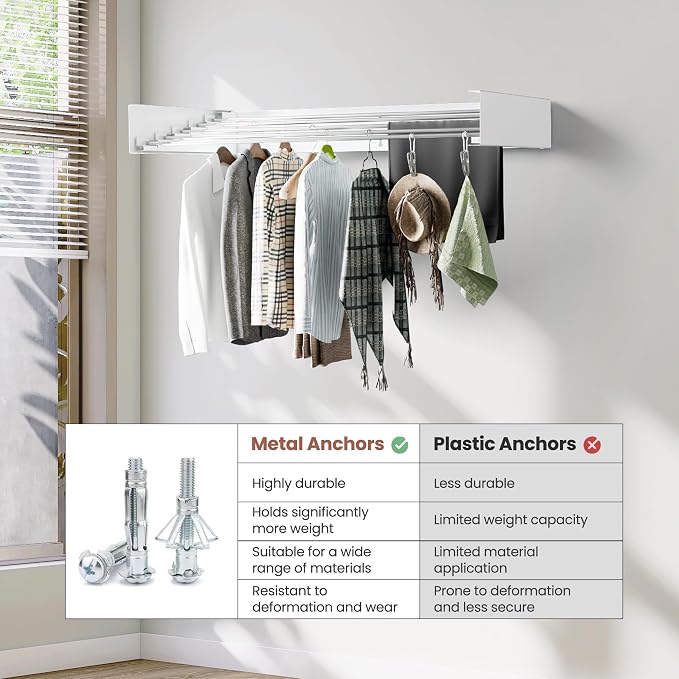 Wall-Mounted Clothes Drying Rack – Foldable Laundry Drying Rack, Space-Saving - Image 3