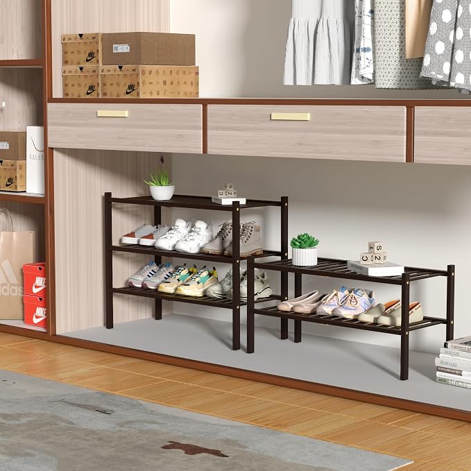 ROMGUAR CRAFT 2 Tier Bamboo Shoe Rack - Image 4