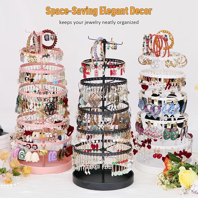 17Dec 6 Tier Rotating Jewelry Organizer Stand, 230 Holes Earring Holder - Image 6