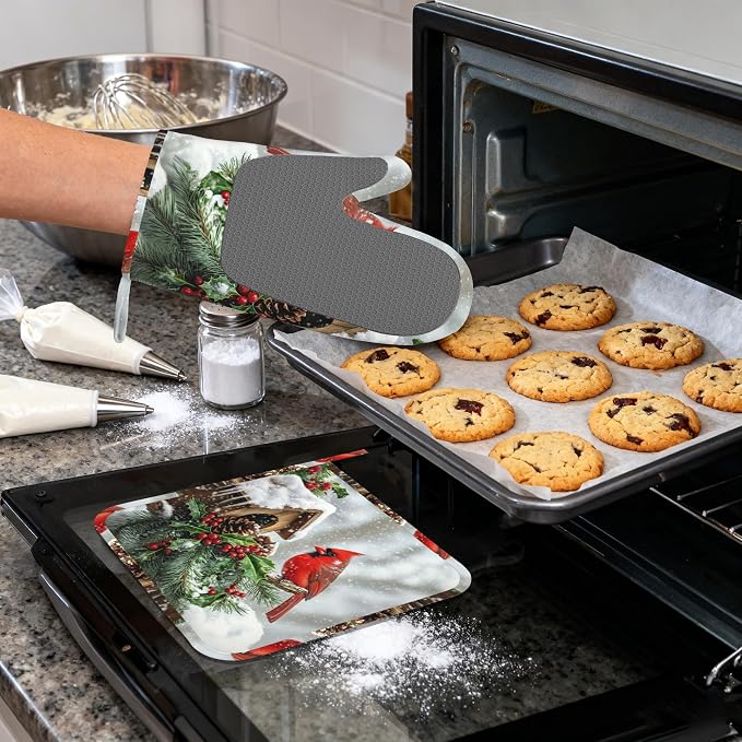 Cardinal Heat-Resistant Silicone Oven Mitts and Pot Holder 4 Piece Set - Image 4