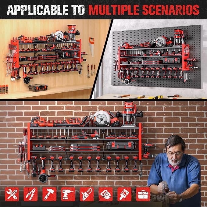49.8" W Large Power Tool Organizer Wall Mount, Heavy Duty Tool Organizer - Image 6