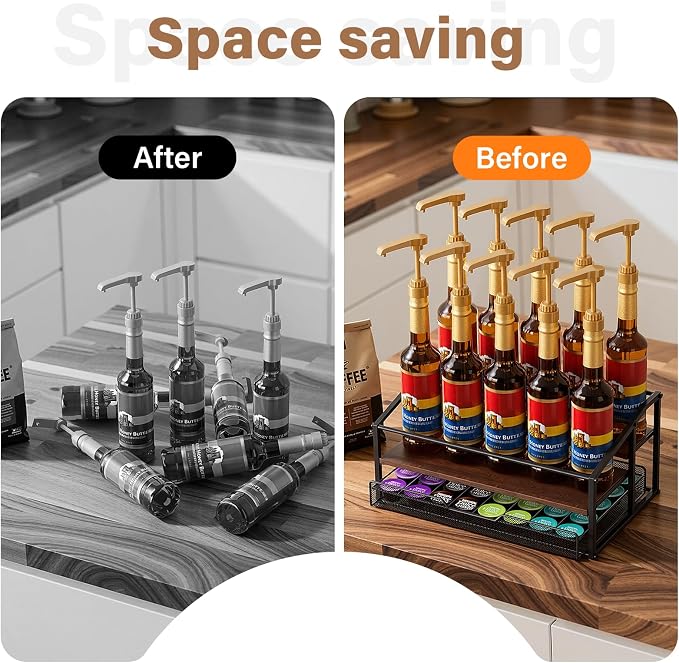 Coffee Syrup Rack Organizer, 3-Tier 10 Bottle Syrup Rack - Image 7