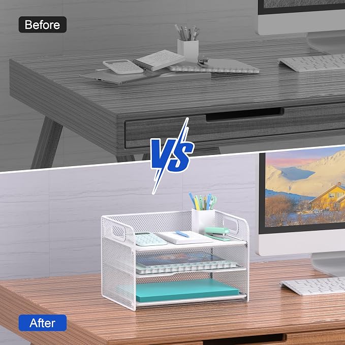 Samstar 3 Tier White Letter Tray Paper Organizer - Image 5
