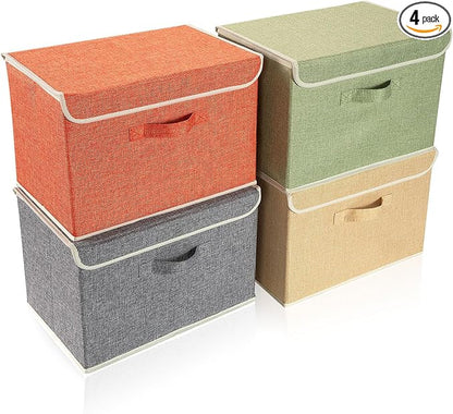 Storage Bins with Lid, Foldable Clothing Storage Box case with Handle by DOMEraax
