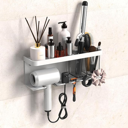 Hair Dryer Holder Wall Mounted Adhesive/Drilling, Hair Dryer Storage Organizer by Unknown