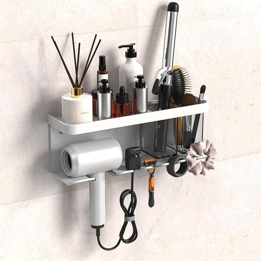 Hair Dryer Holder Wall Mounted Adhesive/Drilling, Hair Dryer Storage Organizer by Unknown
