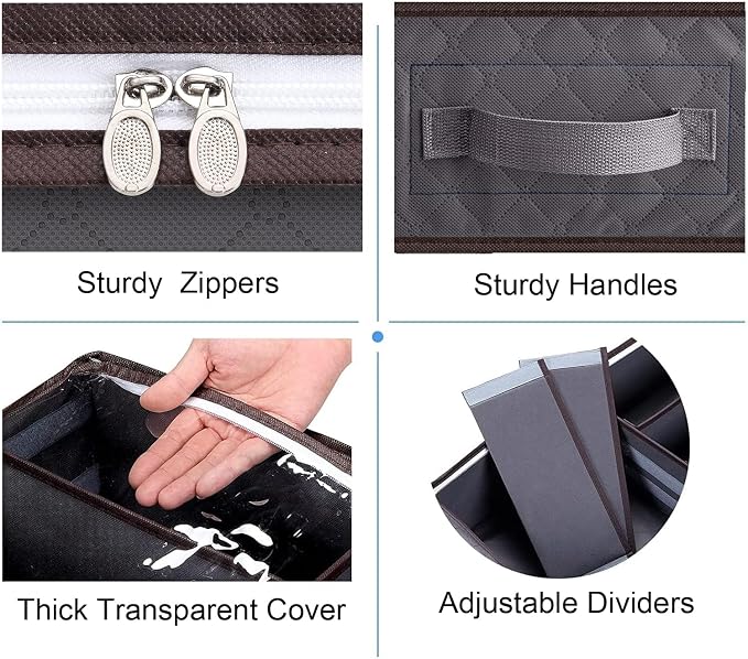 Under Bed Shoe Storage Organizer, Sturdy Structure, Adjustable Dividers - Image 3